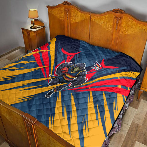 Adelaide Crows Australian Football Quilt Muscular Mascot Graphic - Bold Team Colors