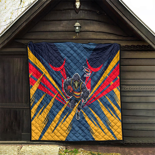 Adelaide Crows Australian Football Quilt Muscular Mascot Graphic - Bold Team Colors