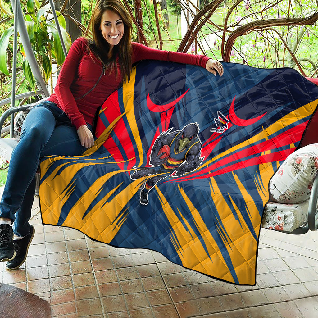 Adelaide Crows Australian Football Quilt Muscular Mascot Graphic - Bold Team Colors