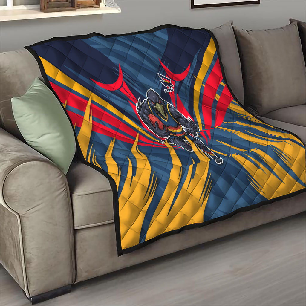 Adelaide Crows Australian Football Quilt Muscular Mascot Graphic - Bold Team Colors