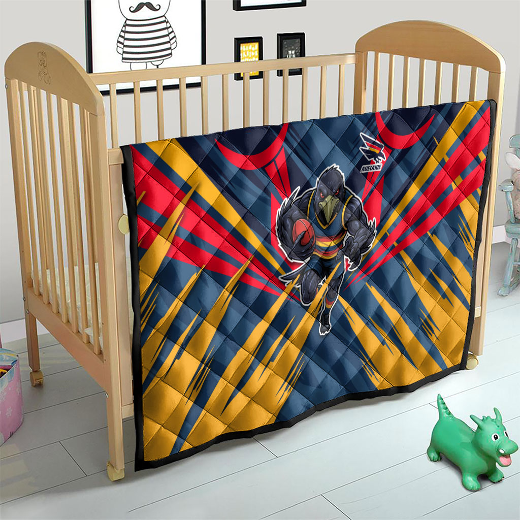 Adelaide Crows Australian Football Quilt Muscular Mascot Graphic - Bold Team Colors