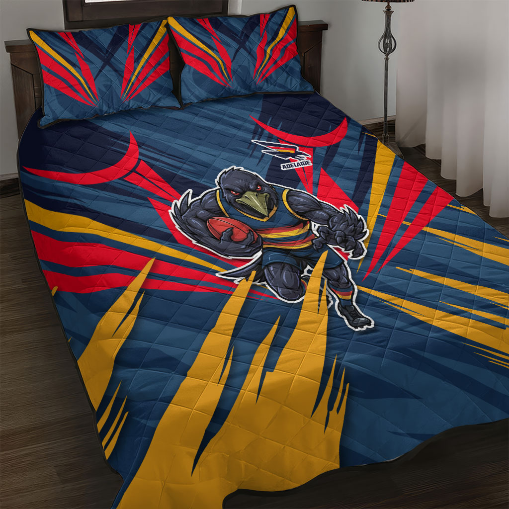 Adelaide Crows Australian Football Quilt Bed Set Muscular Mascot Graphic - Bold Team Colors