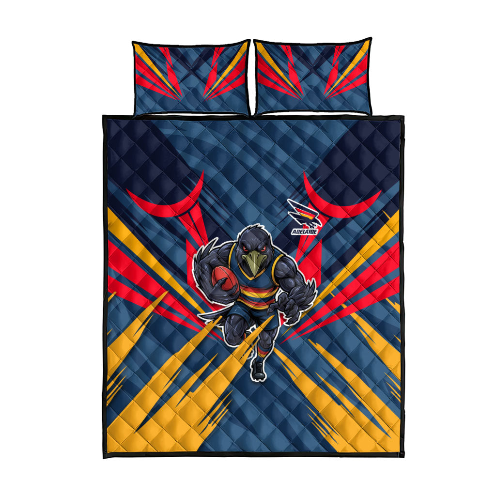 Adelaide Crows Australian Football Quilt Bed Set Muscular Mascot Graphic - Bold Team Colors