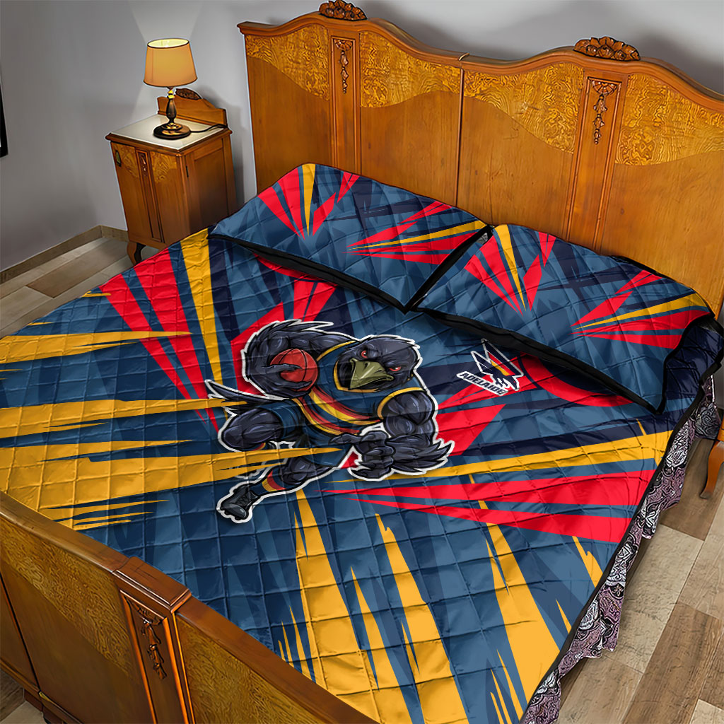 Adelaide Crows Australian Football Quilt Bed Set Muscular Mascot Graphic - Bold Team Colors