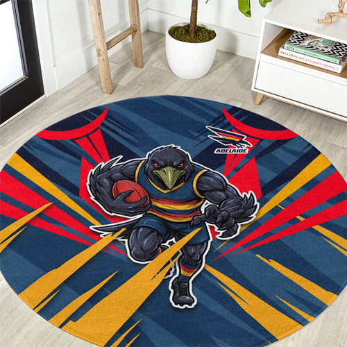Adelaide Crows Australian Football Round Carpet Muscular Mascot Graphic - Bold Team Colors