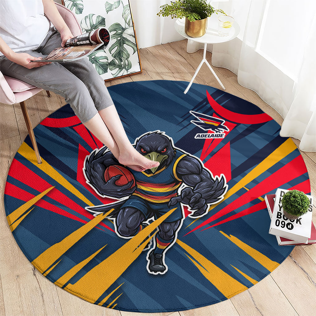 Adelaide Crows Australian Football Round Carpet Muscular Mascot Graphic - Bold Team Colors