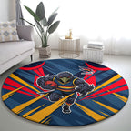 Adelaide Crows Australian Football Round Carpet Muscular Mascot Graphic - Bold Team Colors