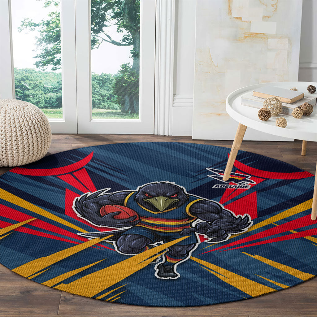 Adelaide Crows Australian Football Round Carpet Muscular Mascot Graphic - Bold Team Colors