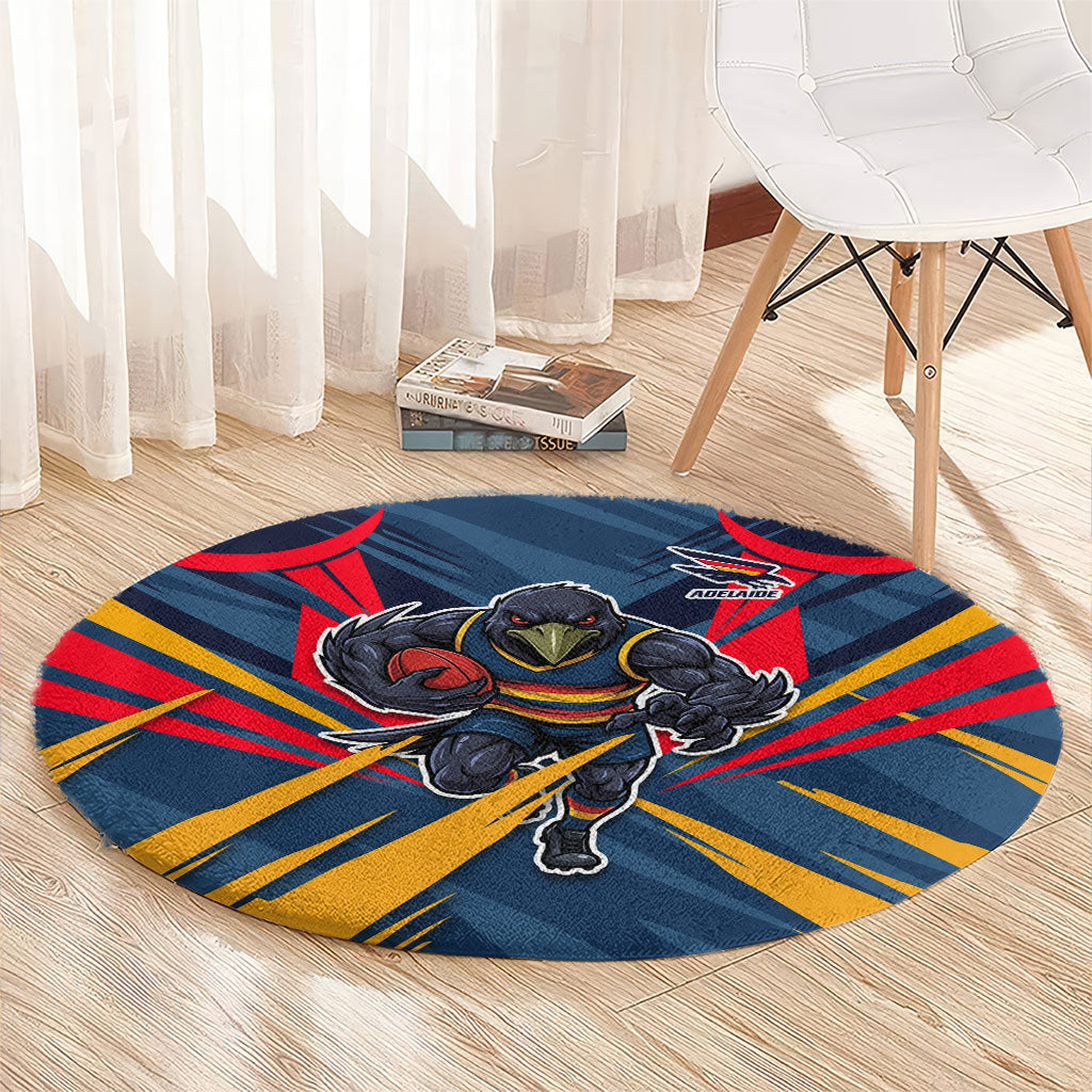 Adelaide Crows Australian Football Round Carpet Muscular Mascot Graphic - Bold Team Colors