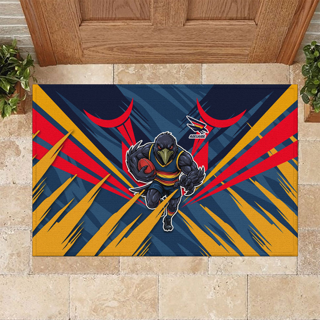Adelaide Crows Australian Football Rubber Doormat Muscular Mascot Graphic - Bold Team Colors