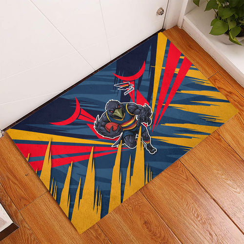 Adelaide Crows Australian Football Rubber Doormat Muscular Mascot Graphic - Bold Team Colors