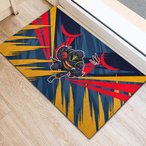Adelaide Crows Australian Football Rubber Doormat Muscular Mascot Graphic - Bold Team Colors