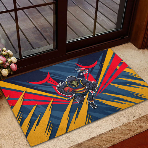 Adelaide Crows Australian Football Rubber Doormat Muscular Mascot Graphic - Bold Team Colors