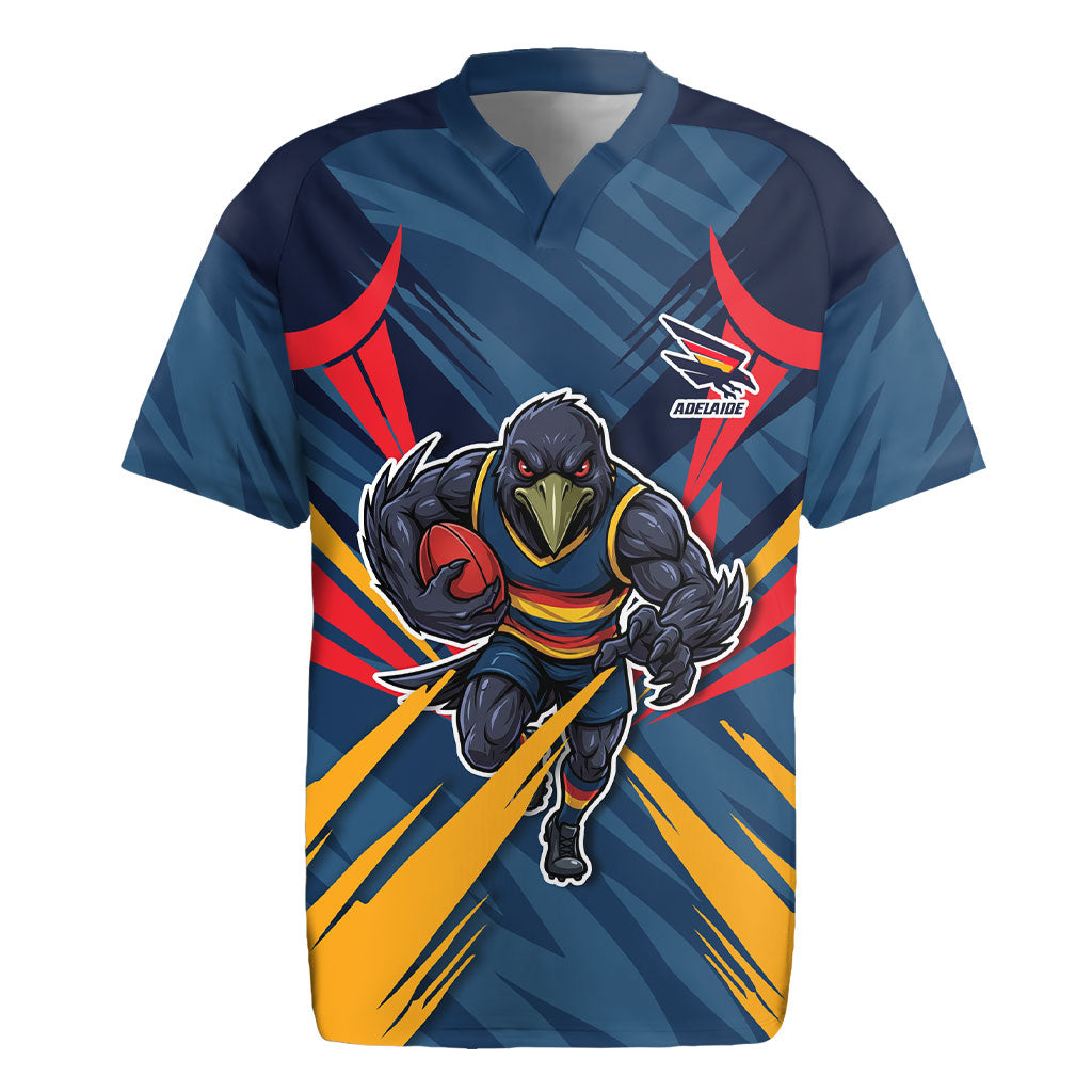 Adelaide Crows Australian Football Rugby Jersey Muscular Mascot Graphic - Bold Team Colors