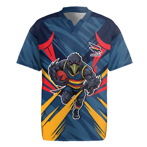 Adelaide Crows Australian Football Rugby Jersey Muscular Mascot Graphic - Bold Team Colors