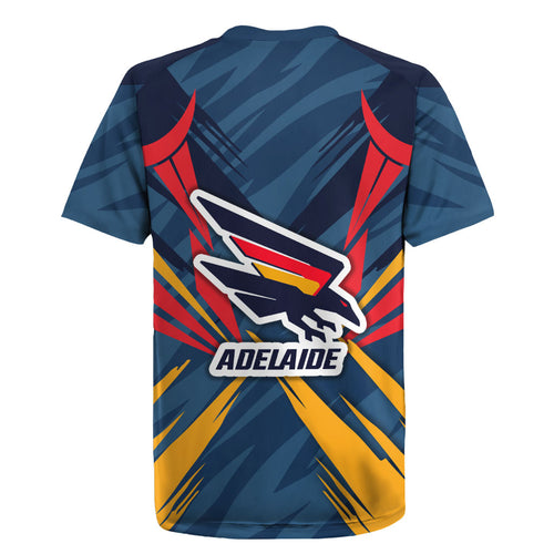 Adelaide Crows Australian Football Rugby Jersey Muscular Mascot Graphic - Bold Team Colors