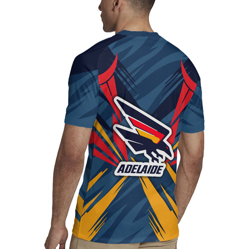 Adelaide Crows Australian Football Rugby Jersey Muscular Mascot Graphic - Bold Team Colors