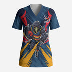 Adelaide Crows Australian Football Scrub Top Muscular Mascot Graphic - Bold Team Colors