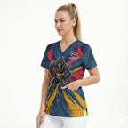 Adelaide Crows Australian Football Scrub Top Muscular Mascot Graphic - Bold Team Colors