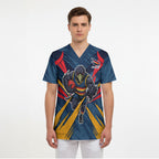 Adelaide Crows Australian Football Scrub Top Muscular Mascot Graphic - Bold Team Colors