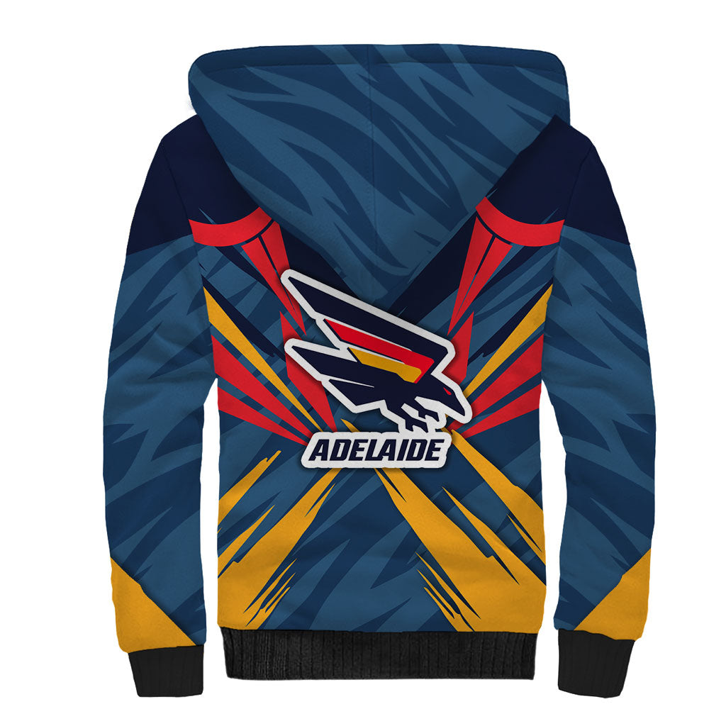Adelaide Crows Australian Football Sherpa Hoodie Muscular Mascot Graphic - Bold Team Colors