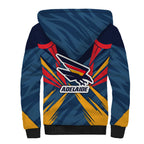 Adelaide Crows Australian Football Sherpa Hoodie Muscular Mascot Graphic - Bold Team Colors