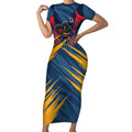 Adelaide Crows Australian Football Short Sleeve Bodycon Dress Muscular Mascot Graphic - Bold Team Colors