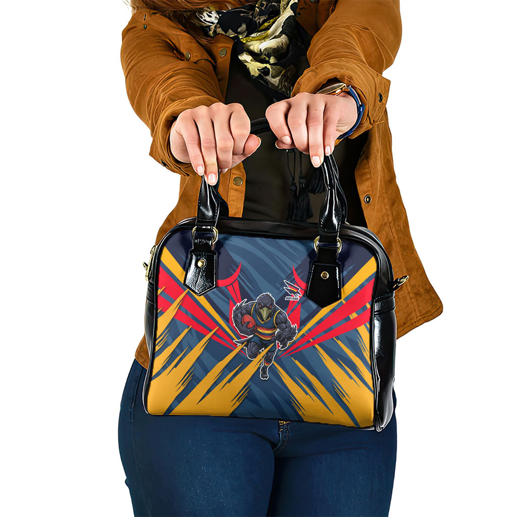 Adelaide Crows Australian Football Shoulder Handbag Muscular Mascot Graphic - Bold Team Colors