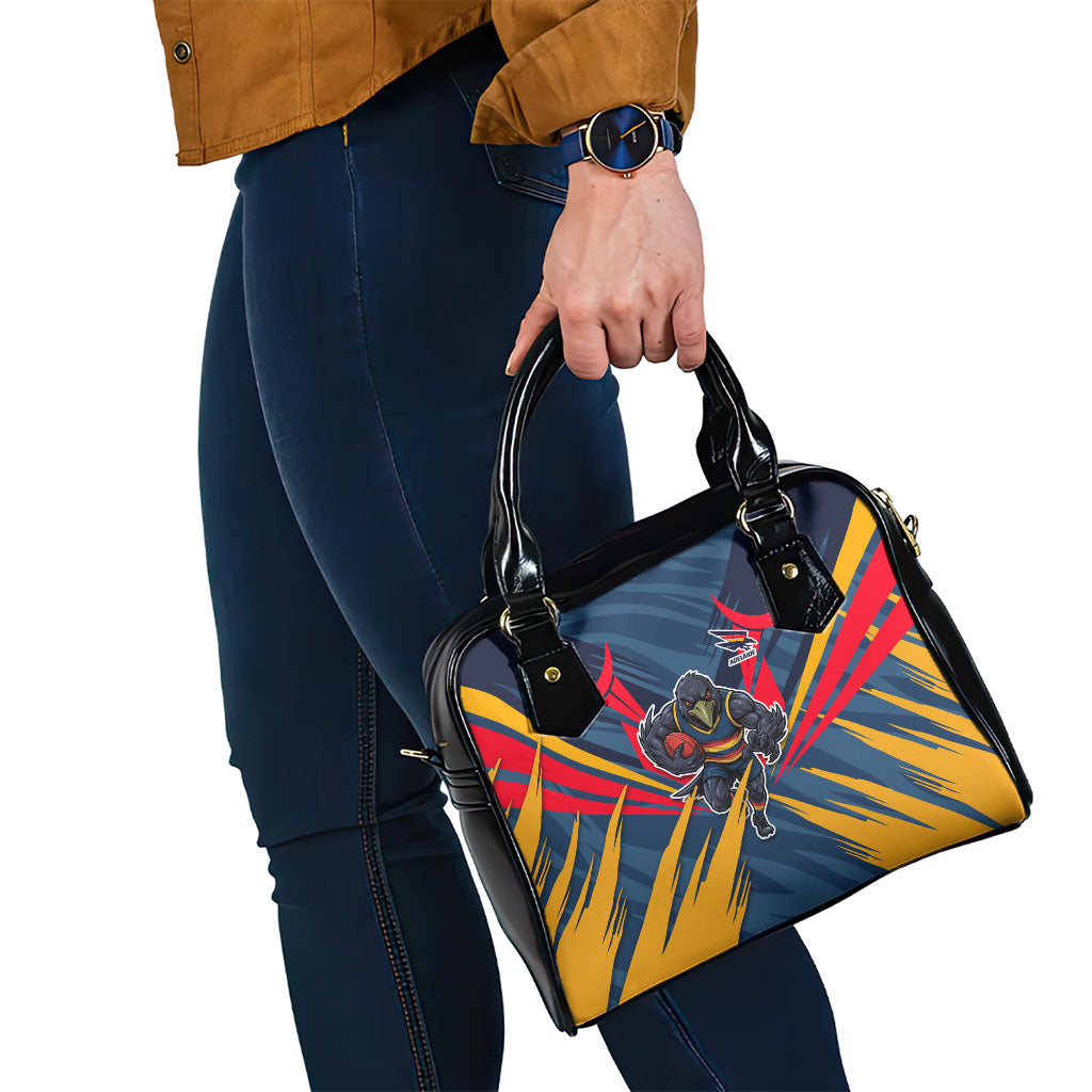Adelaide Crows Australian Football Shoulder Handbag Muscular Mascot Graphic - Bold Team Colors