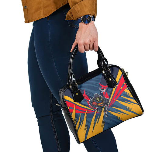 Adelaide Crows Australian Football Shoulder Handbag Muscular Mascot Graphic - Bold Team Colors