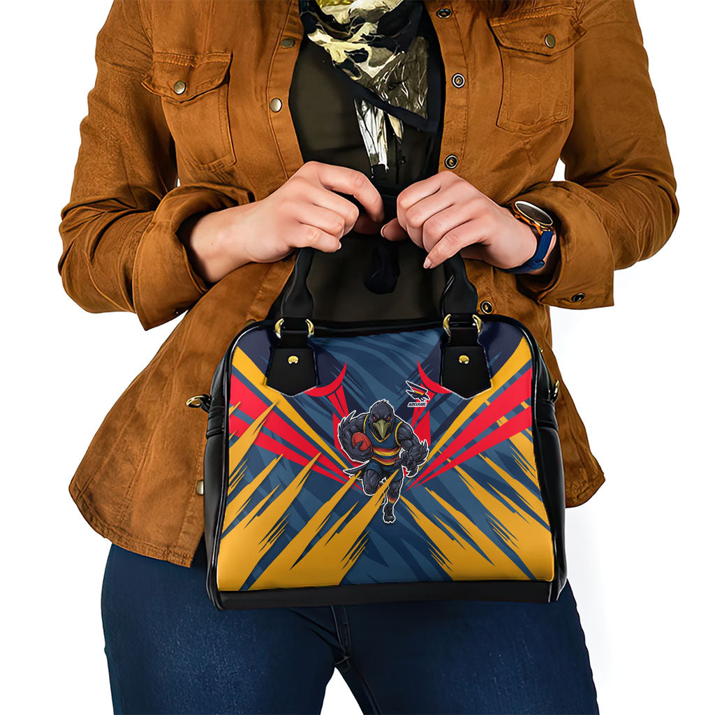 Adelaide Crows Australian Football Shoulder Handbag Muscular Mascot Graphic - Bold Team Colors