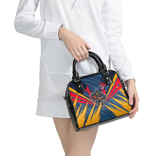Adelaide Crows Australian Football Shoulder Handbag Muscular Mascot Graphic - Bold Team Colors