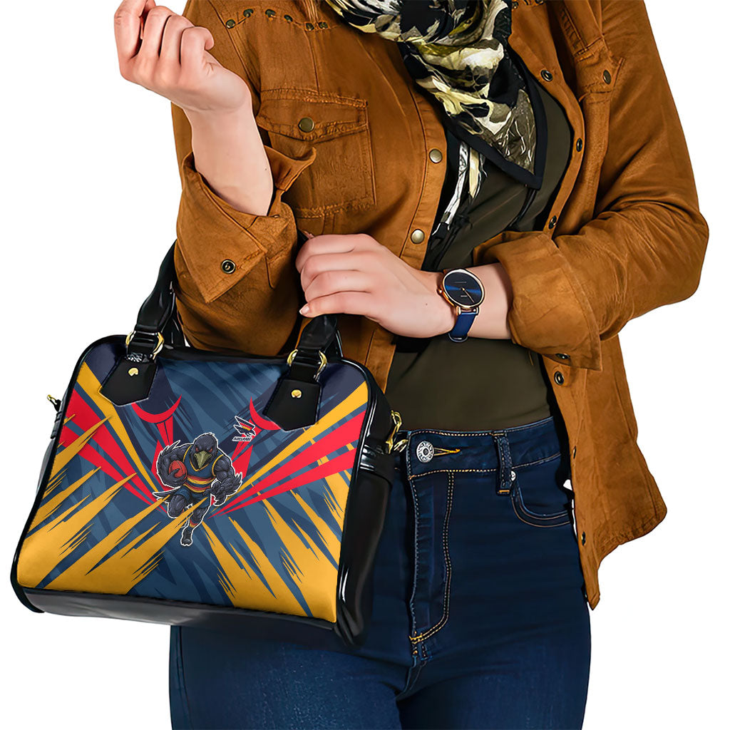 Adelaide Crows Australian Football Shoulder Handbag Muscular Mascot Graphic - Bold Team Colors