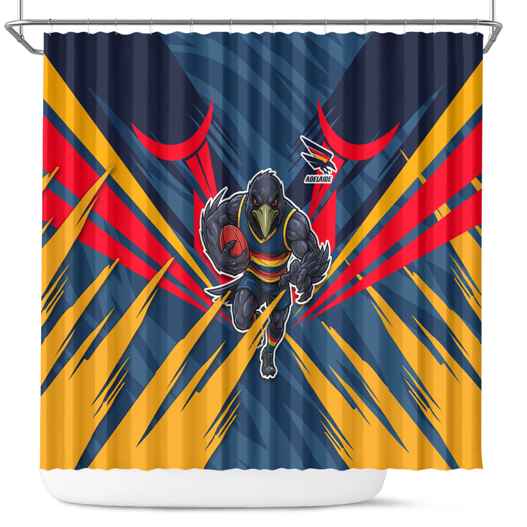 Adelaide Crows Australian Football Shower Curtain Muscular Mascot Graphic - Bold Team Colors