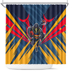 Adelaide Crows Australian Football Shower Curtain Muscular Mascot Graphic - Bold Team Colors