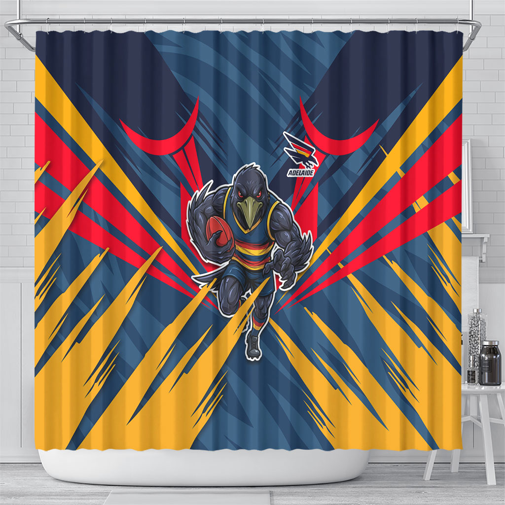 Adelaide Crows Australian Football Shower Curtain Muscular Mascot Graphic - Bold Team Colors