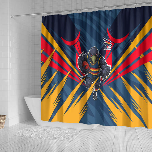 Adelaide Crows Australian Football Shower Curtain Muscular Mascot Graphic - Bold Team Colors