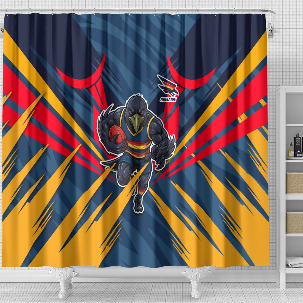 Adelaide Crows Australian Football Shower Curtain Muscular Mascot Graphic - Bold Team Colors