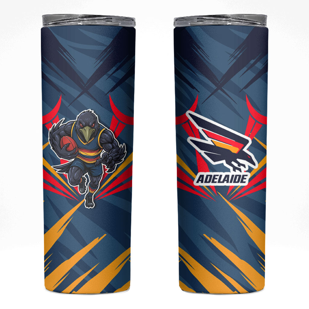 Adelaide Crows Australian Football Skinny Tumbler Muscular Mascot Graphic - Bold Team Colors