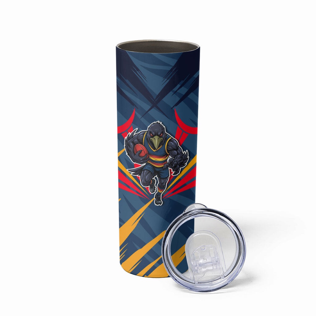 Adelaide Crows Australian Football Skinny Tumbler Muscular Mascot Graphic - Bold Team Colors