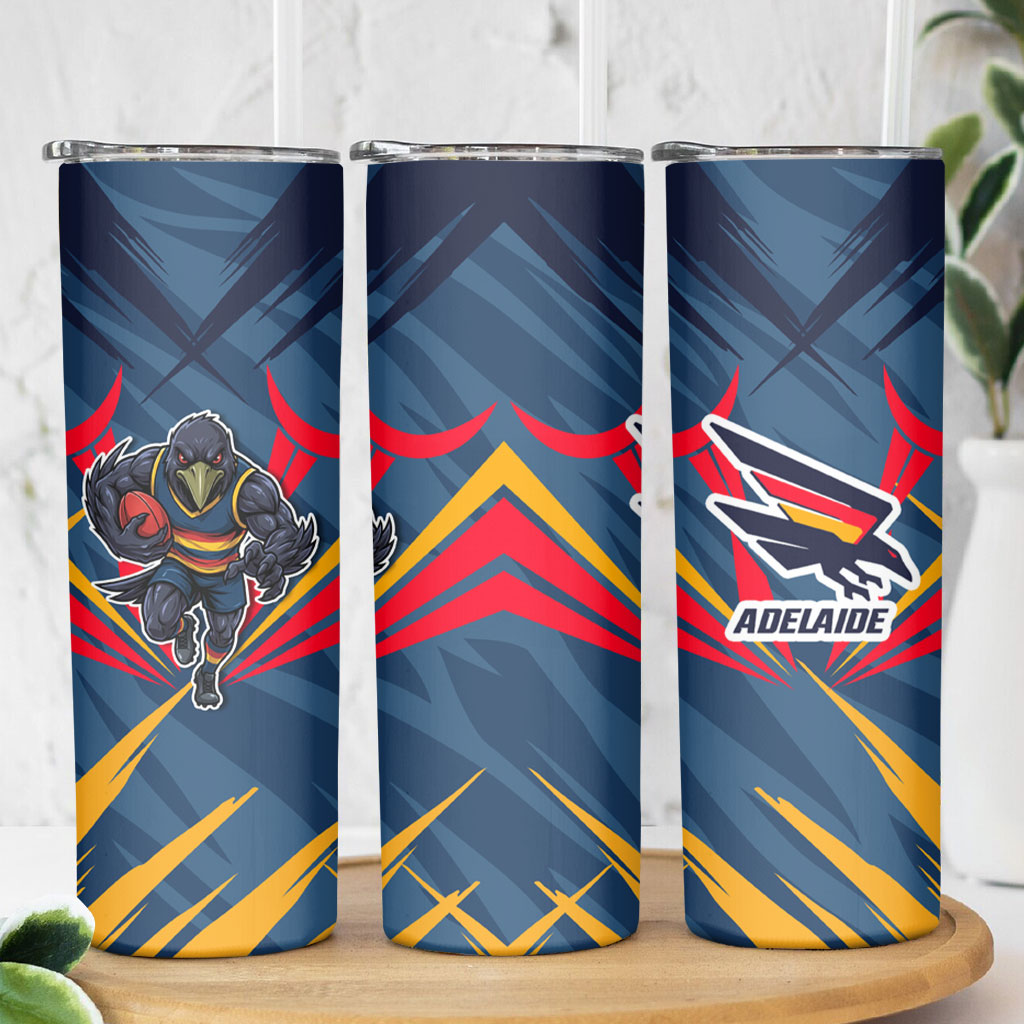 Adelaide Crows Australian Football Skinny Tumbler Muscular Mascot Graphic - Bold Team Colors
