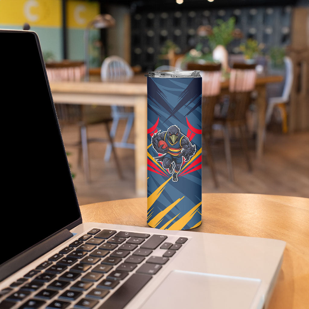 Adelaide Crows Australian Football Skinny Tumbler Muscular Mascot Graphic - Bold Team Colors