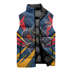 Adelaide Crows Australian Football Sleeveless Puffer Jacket Muscular Mascot Graphic - Bold Team Colors