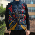 Adelaide Crows Australian Football Sleeveless Puffer Jacket Muscular Mascot Graphic - Bold Team Colors