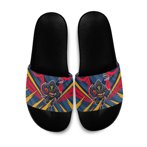 Adelaide Crows Australian Football Slide Sandals Muscular Mascot Graphic - Bold Team Colors