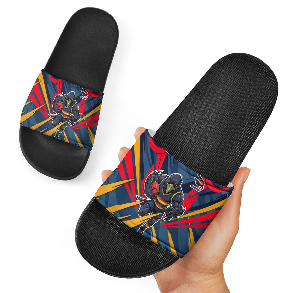 Adelaide Crows Australian Football Slide Sandals Muscular Mascot Graphic - Bold Team Colors