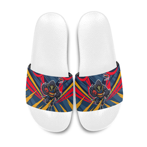 Adelaide Crows Australian Football Slide Sandals Muscular Mascot Graphic - Bold Team Colors