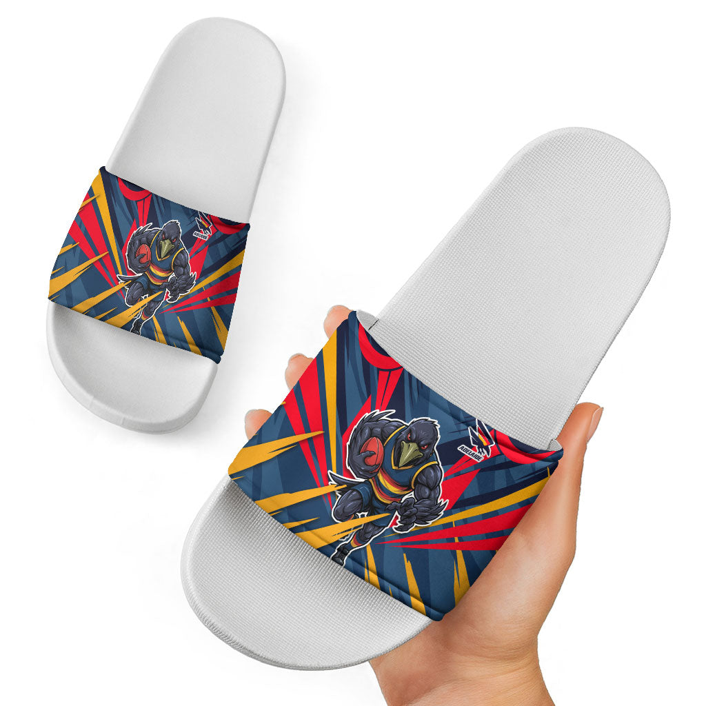 Adelaide Crows Australian Football Slide Sandals Muscular Mascot Graphic - Bold Team Colors