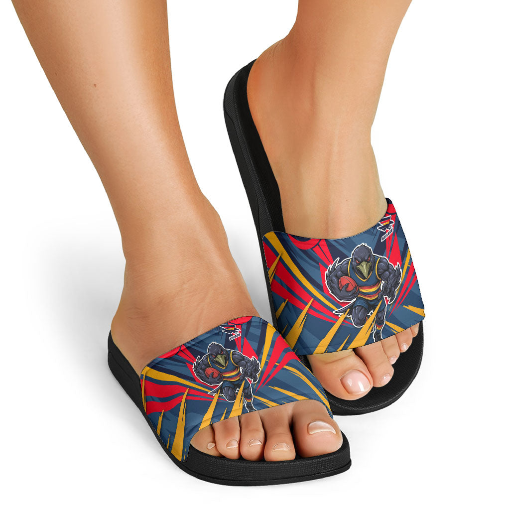 Adelaide Crows Australian Football Slide Sandals Muscular Mascot Graphic - Bold Team Colors