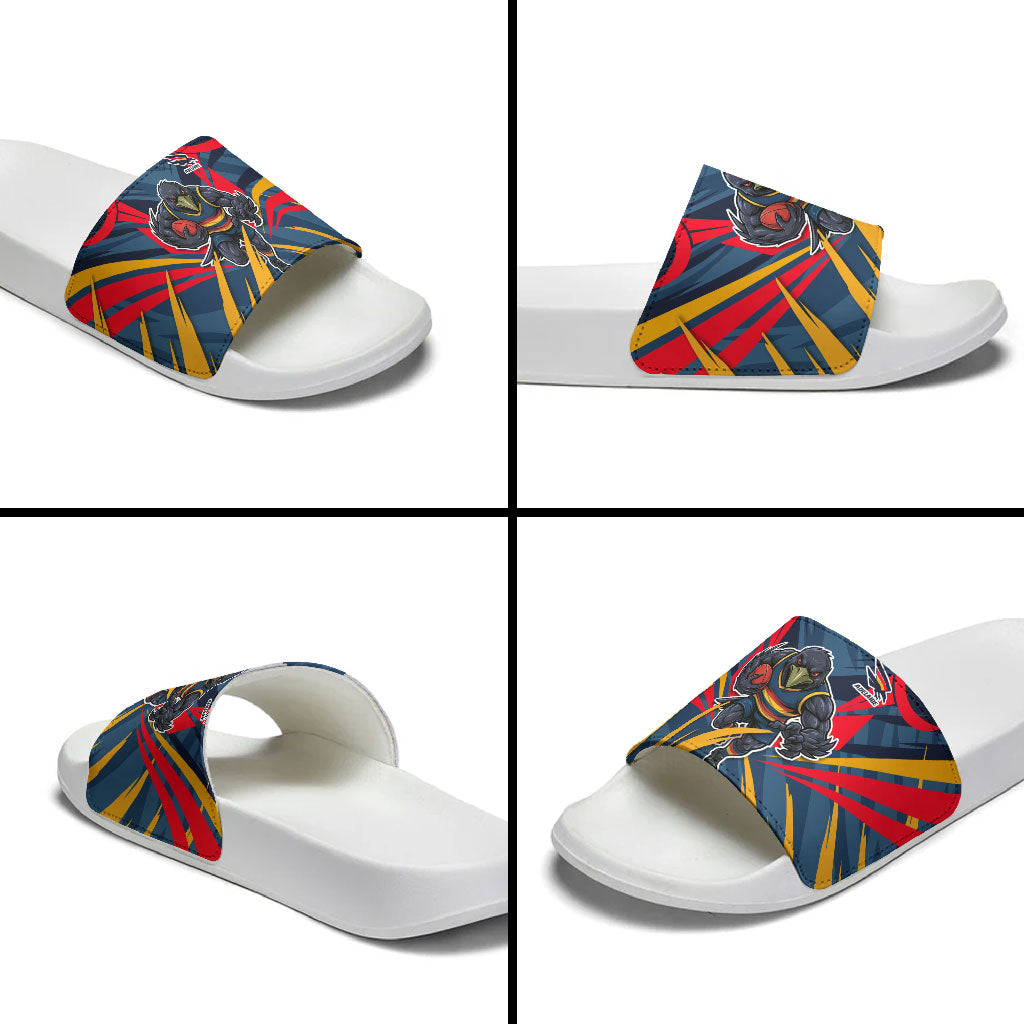 Adelaide Crows Australian Football Slide Sandals Muscular Mascot Graphic - Bold Team Colors